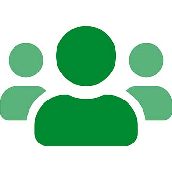 Three green people icons stood side by side