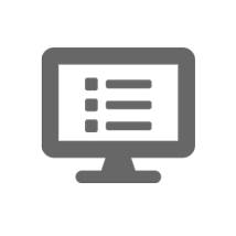 Grey desktop screen icon with bullet pointed list on screen