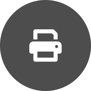 White printer icon on grey circular background