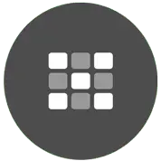 Dark grey circle with white and grey module icon