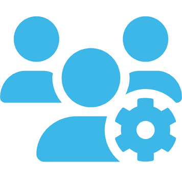 Icon of 3 people and a cog