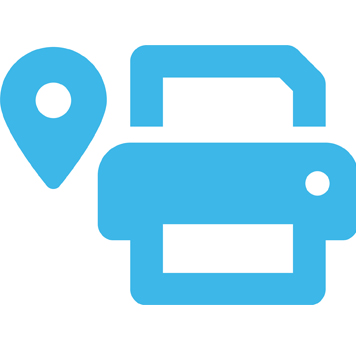 Icon of a printer and map pin