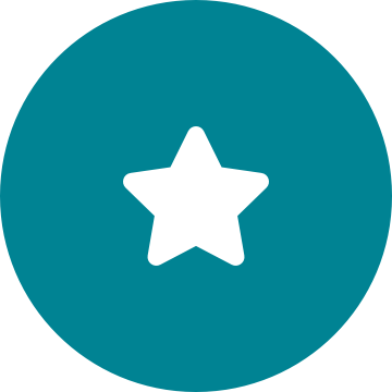 White star icon on a round teal background