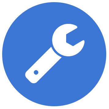 spanner icon on blue background