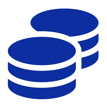 Two piles of blue coins