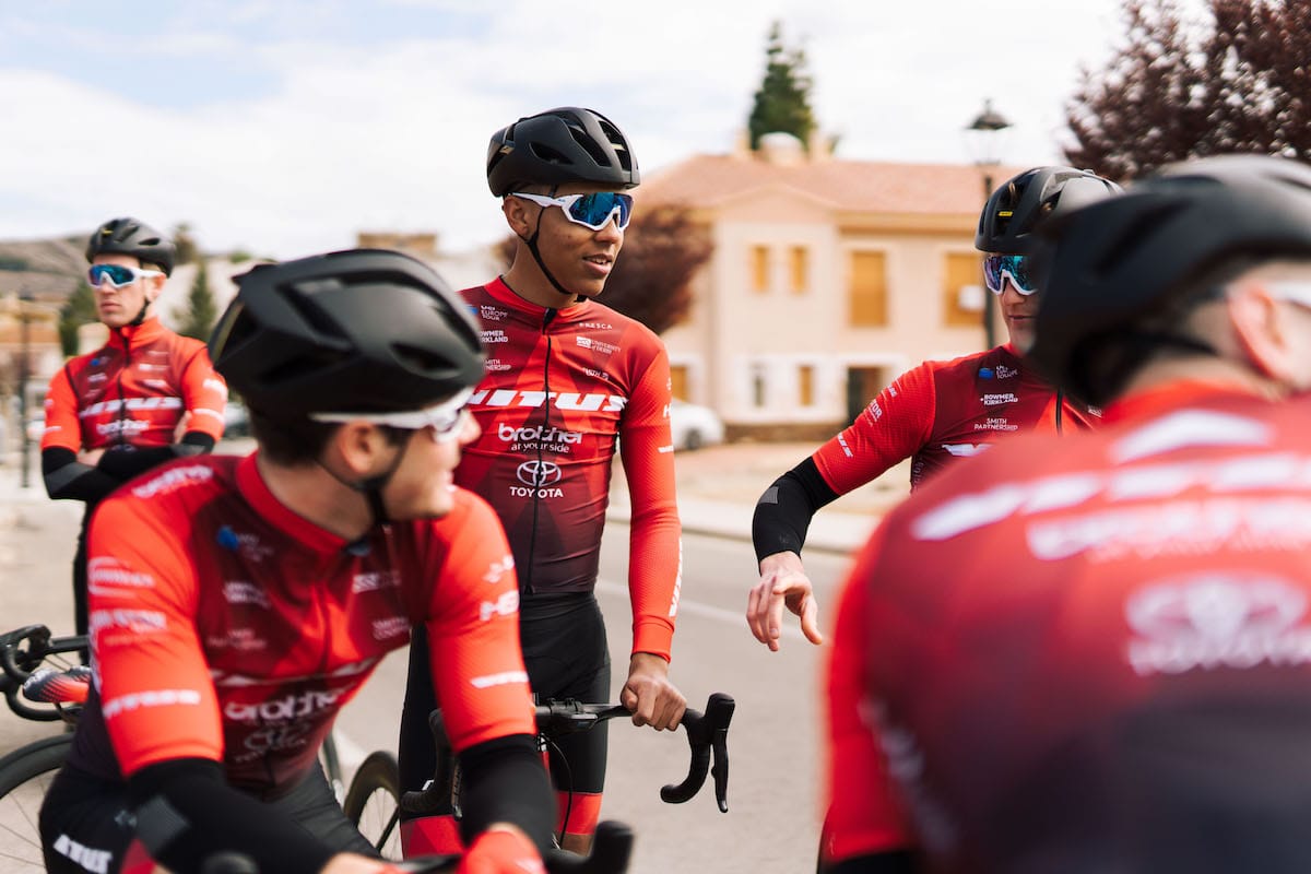 Red Walters preparing to set off on a training ride with team-mates