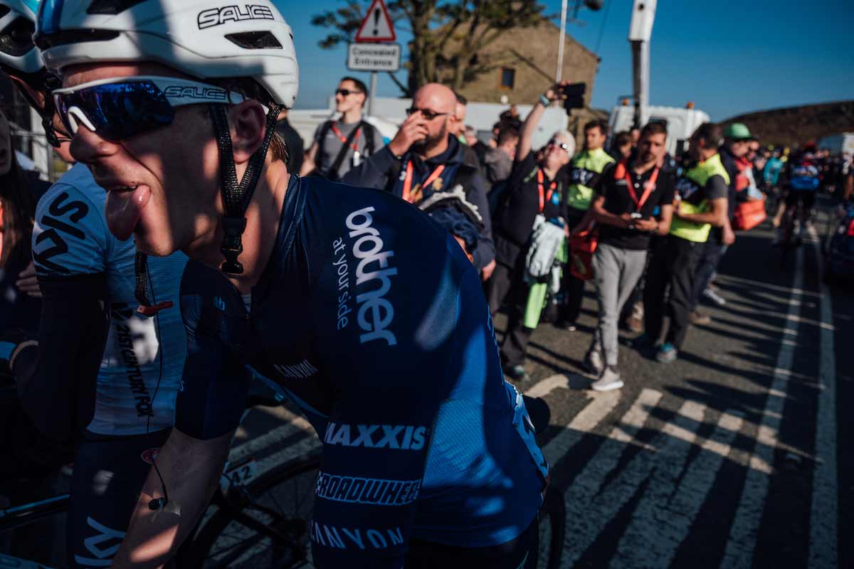 James Lowsley sat on the floor after a race