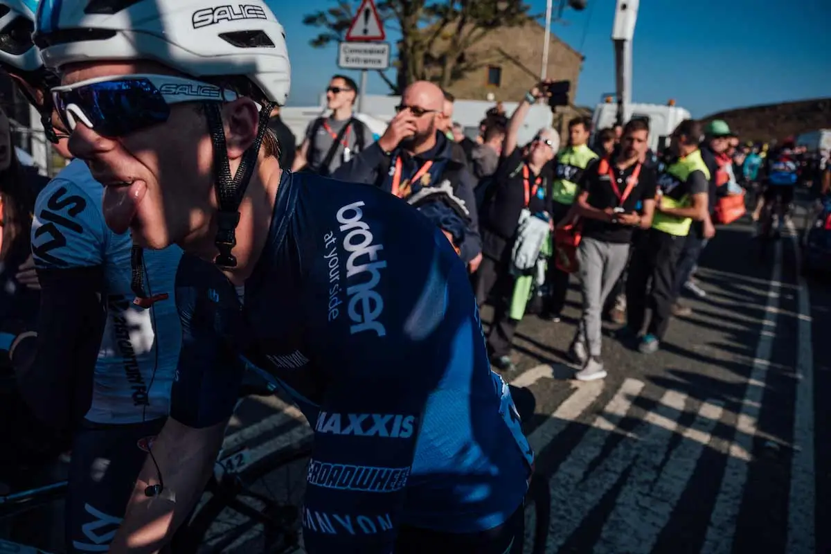 James Lowsley sat on the floor after a race