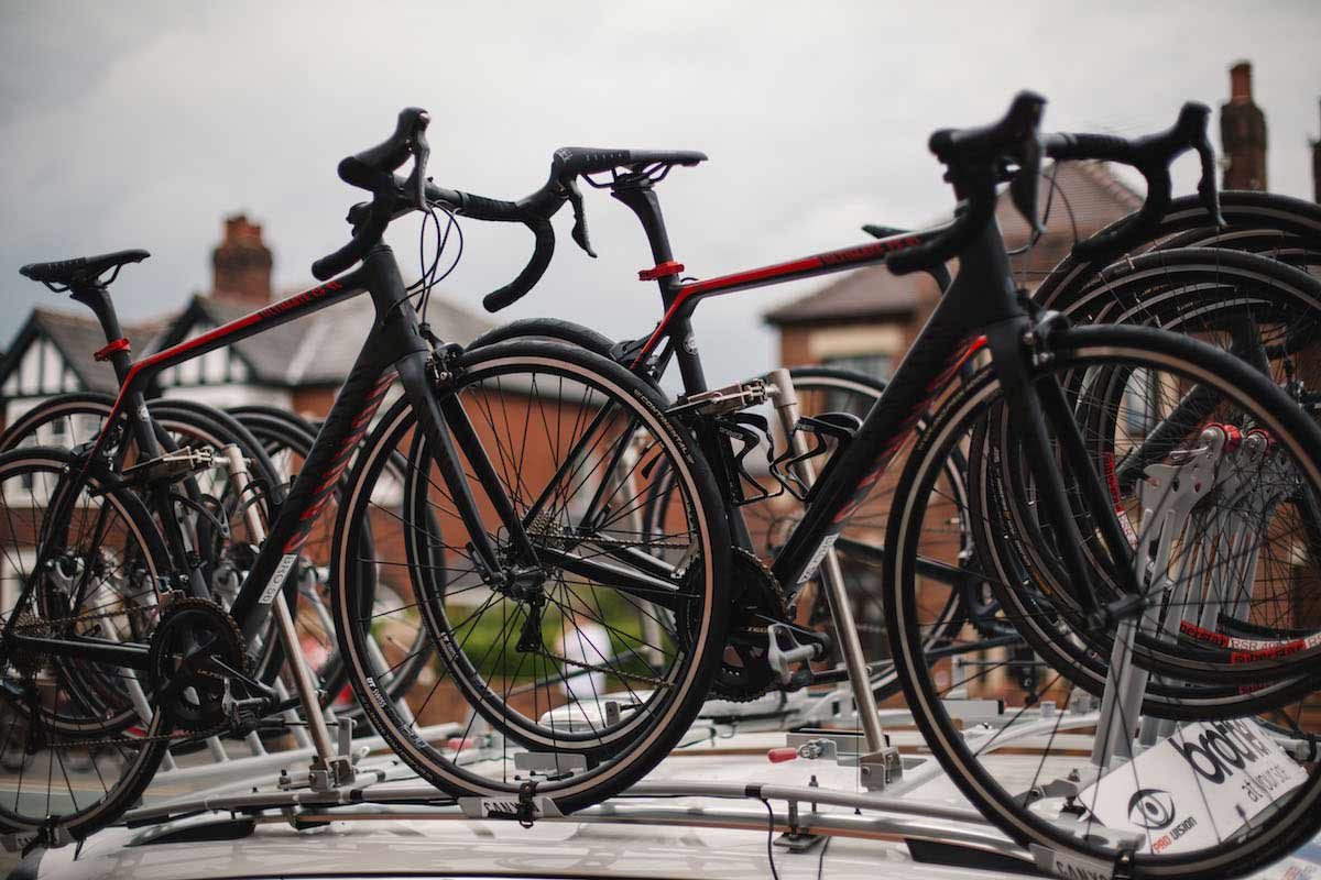 Bikes on top of a vehicle