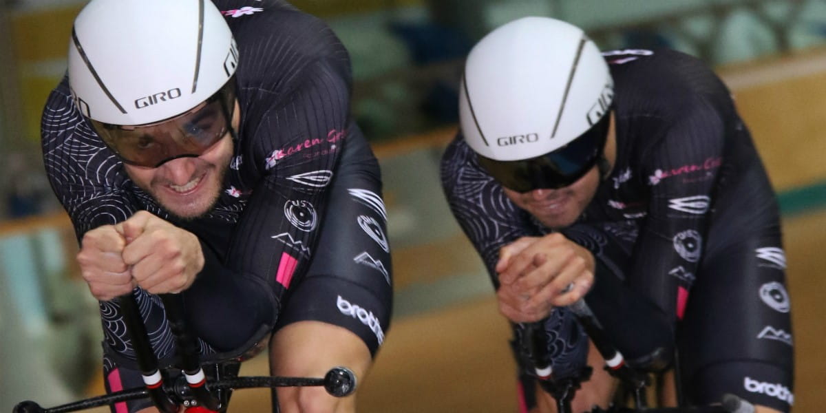 Team KGF track cyclists work together to get round the track