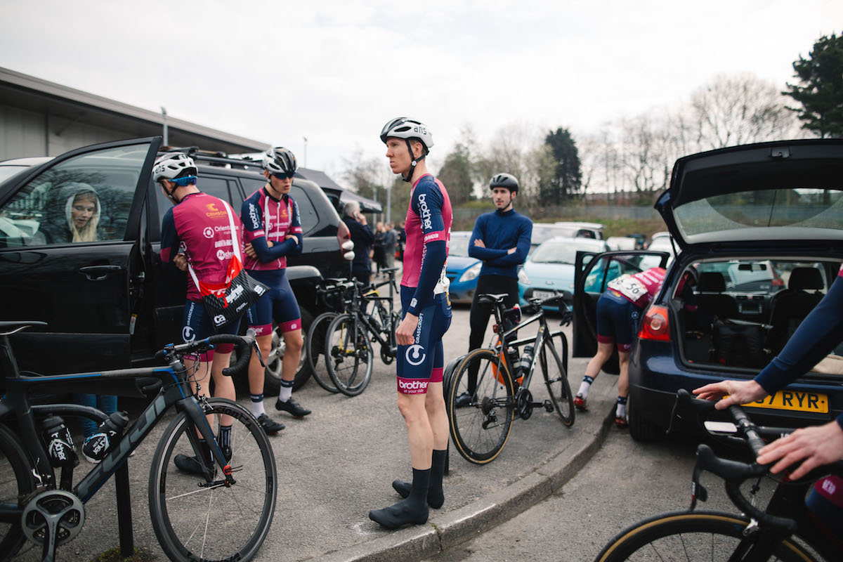 Cycling team in Brother branded team kit