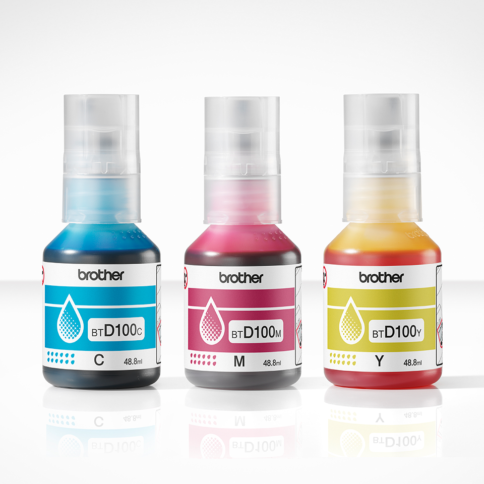 <p>BTD100CLVAL cyan, magenta and yellow ink bottles multipack</p>