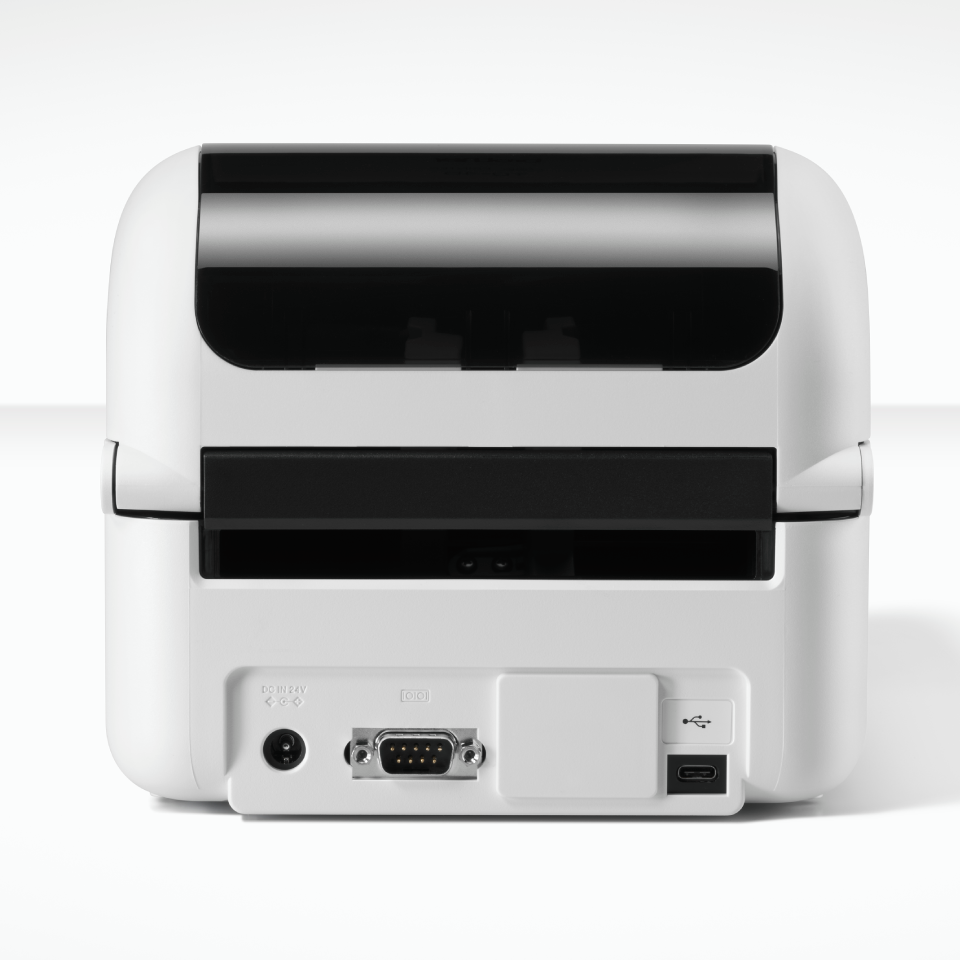 <p>The connectivity ports of the TD-4215D label printer</p>