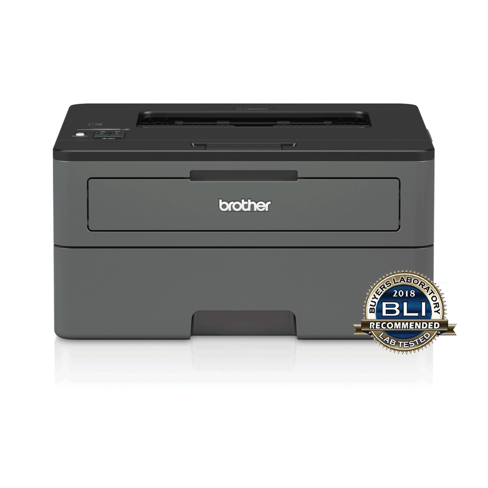 Compact mono laser printer front with reflection