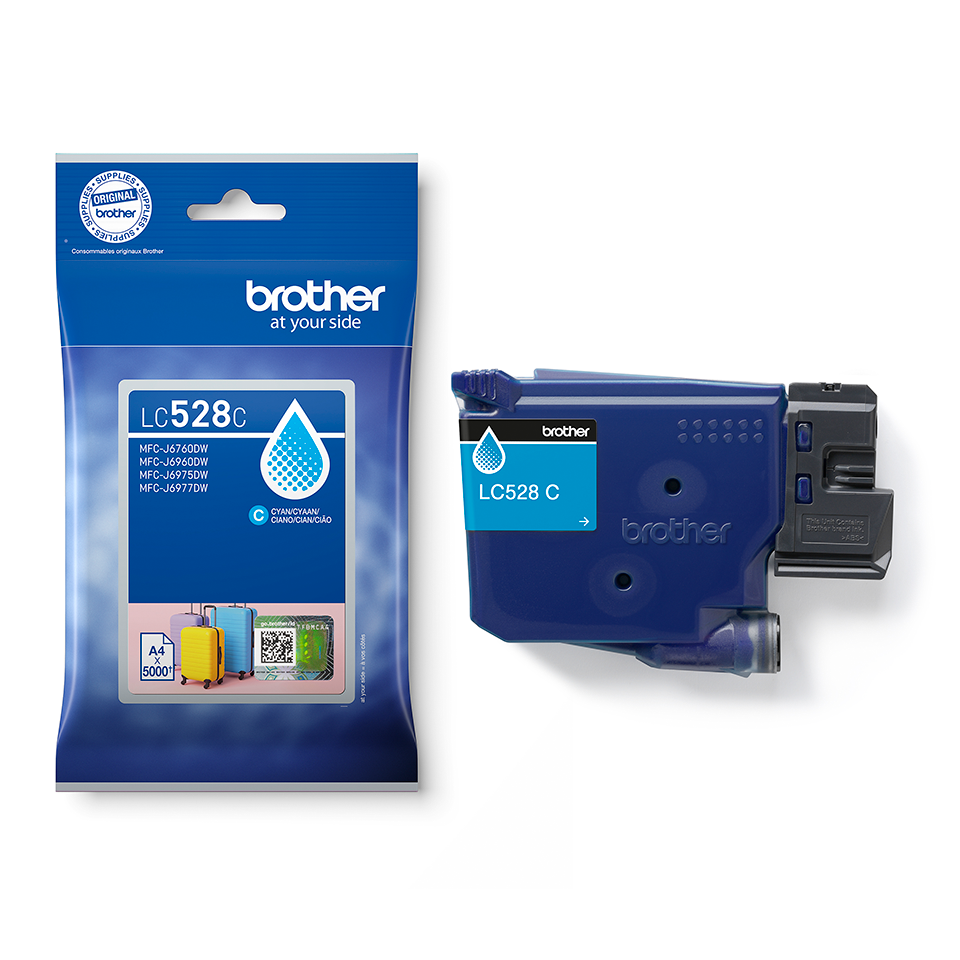 <p>Cyan LC528C inkjet cartridge with packaging</p>