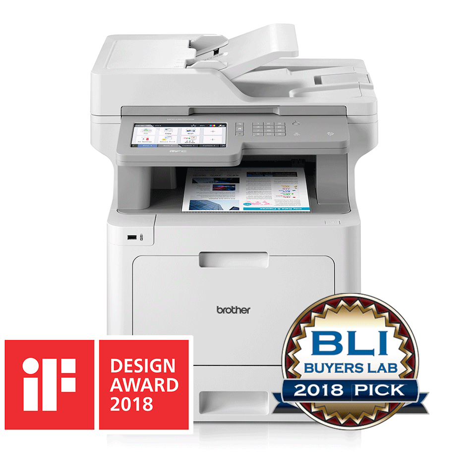 MFC-L9570CDW multifunction colour laser printer for SMBs with BLI and IF Design 2018 award