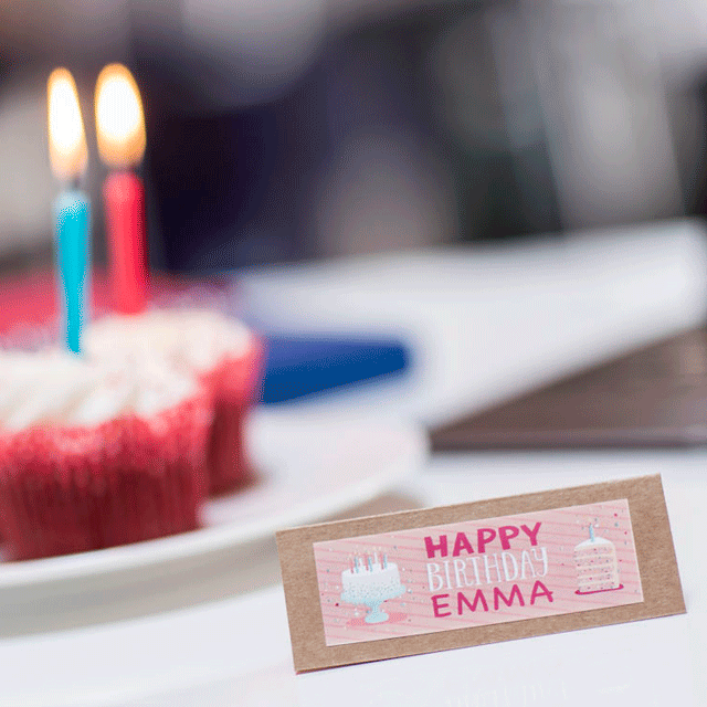Happy birthday message printed with Brother full colour label (using 25mm CZ-1004 full colour label roll)