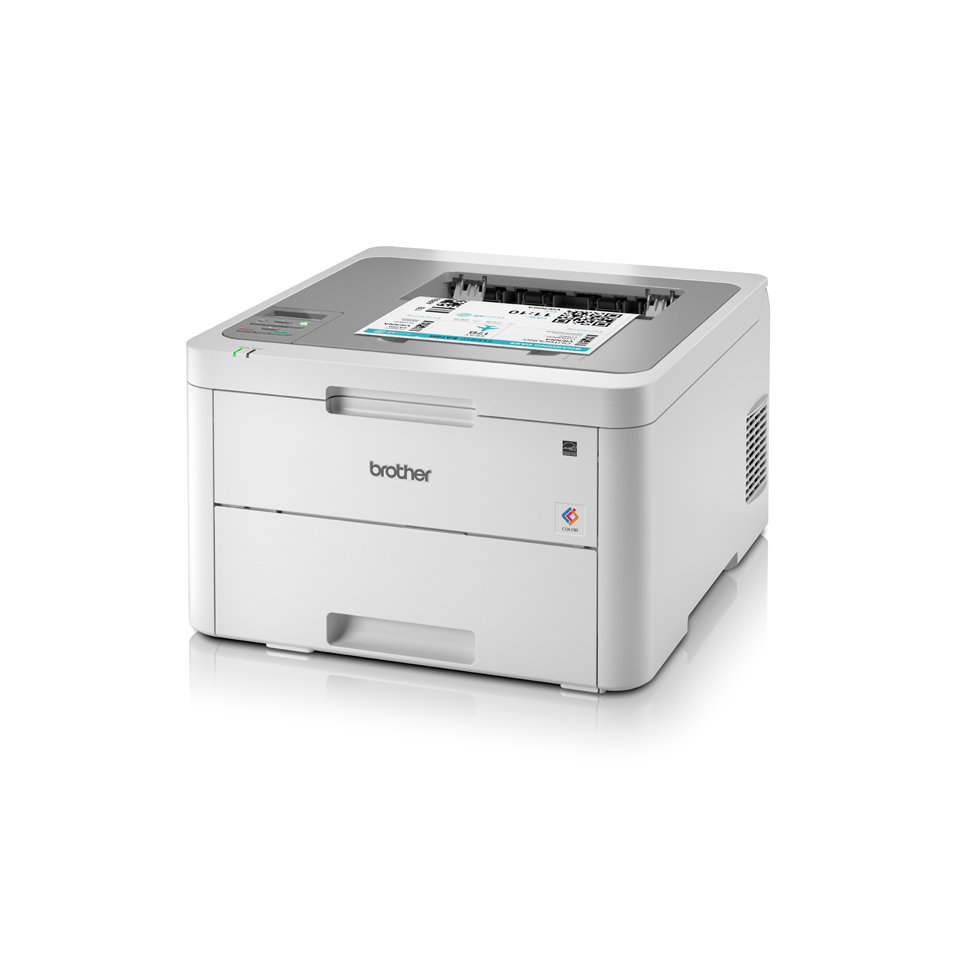 HL-L3210CW colour LED wireless printer left facing with paper
