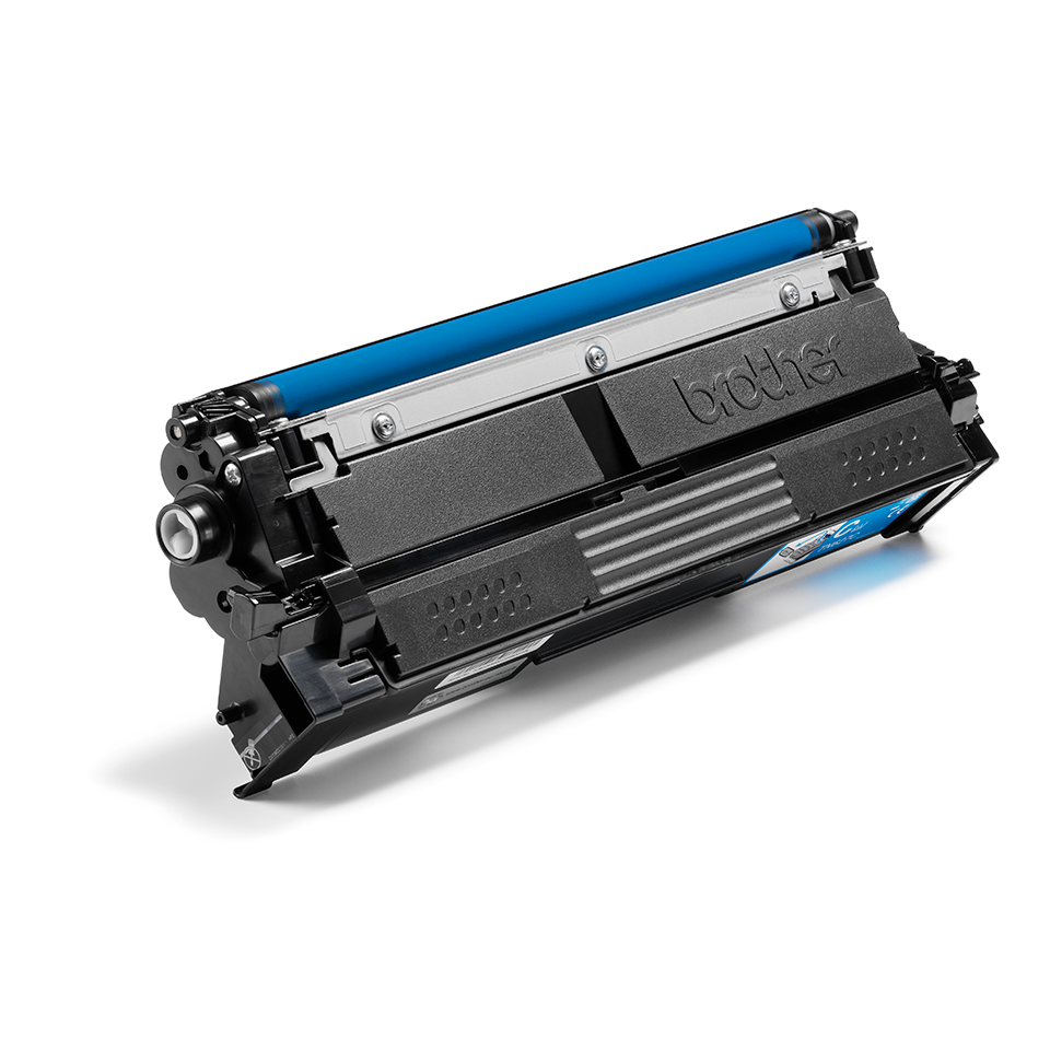 <p>Brother TN627C cyan toner cartridge facing right</p>