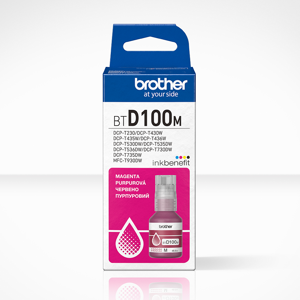 <p>BTD100M magenta ink bottle carton</p>