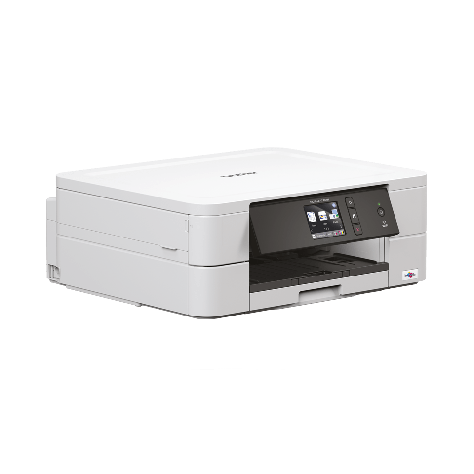 White inkjet printer facing 45 degrees to the right - DCPJ774DW