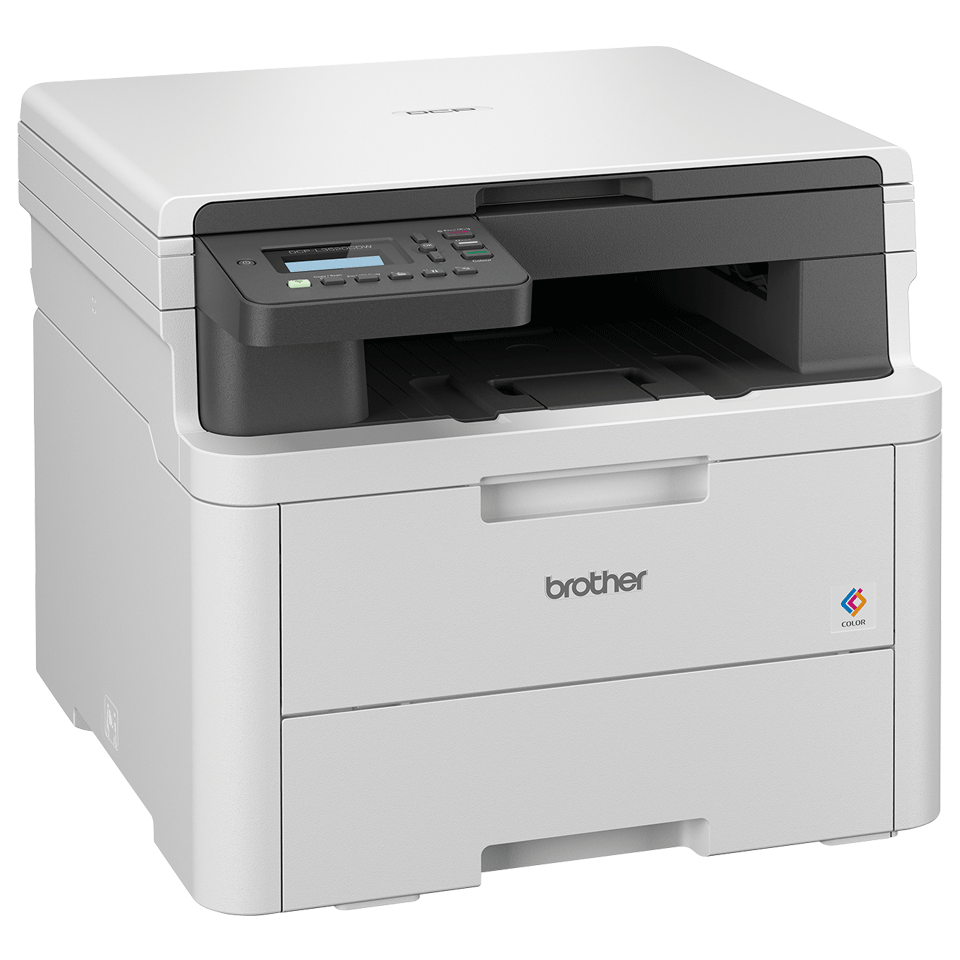 DCP-L3520CDW 3-in-1 printer positioned facing to the right on a slight angle