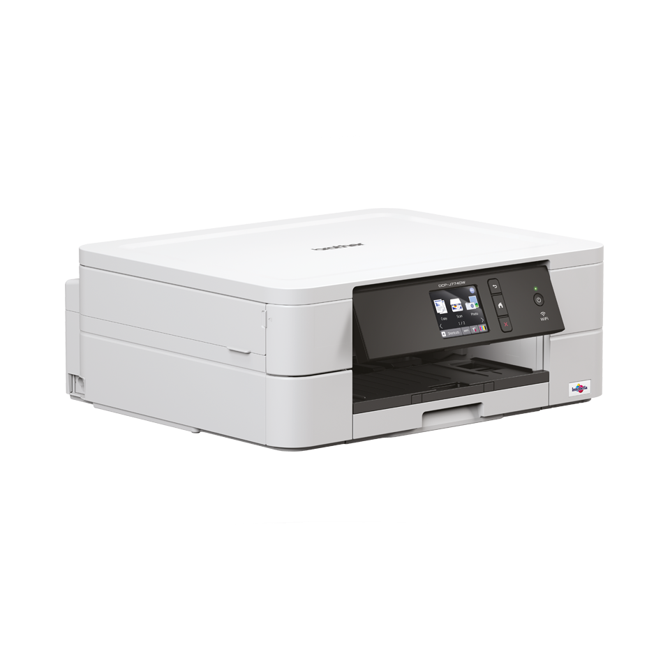 White inkjet printer facing 45 degrees to the right - DCPJ774DW
