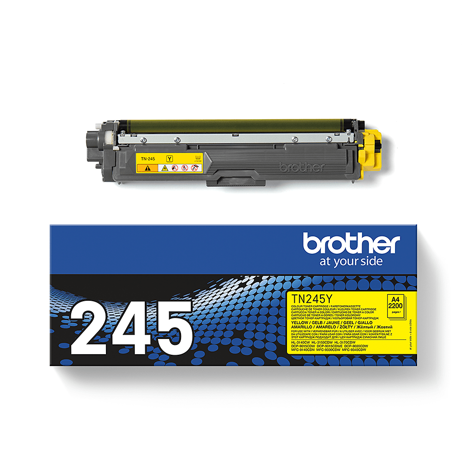 TN245Y Brother genuine ink cartridge and pack image