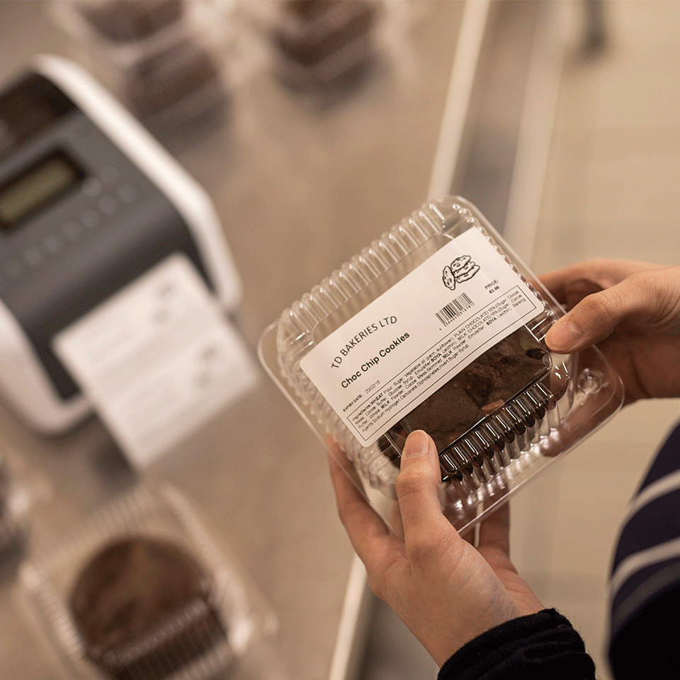 <p>A PPDS label for Chocolate chip cookies printed by TD4455DNWB</p>