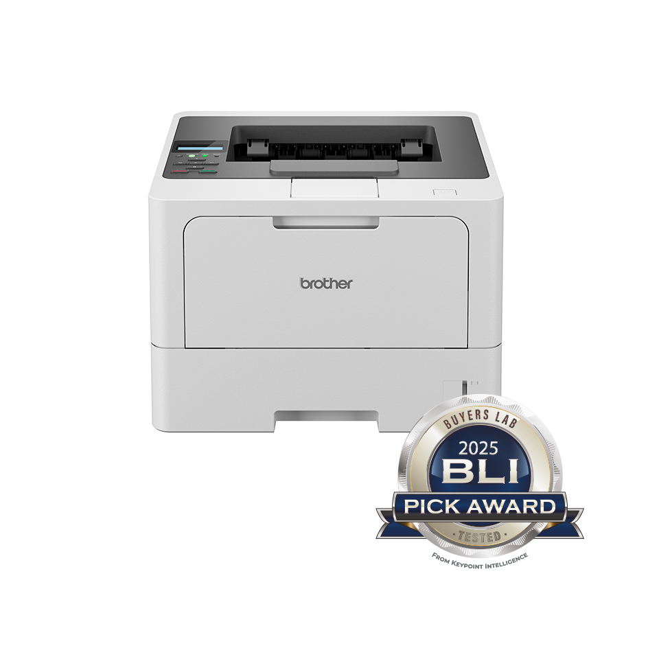 <p>Urządzenie Brother HL-L5210DN z logotypem BLI Pick Award 2025</p>