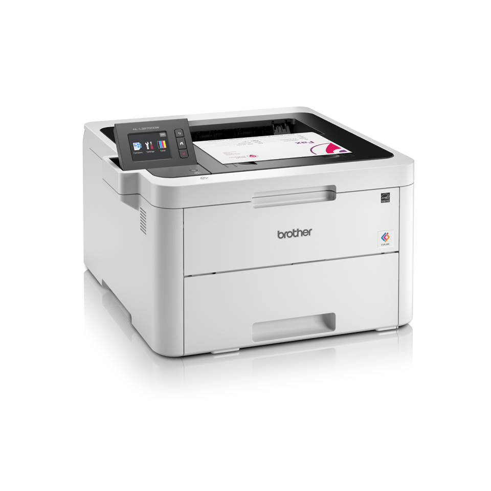 HLL3270CDW colour LED wireless printers right facing with paper