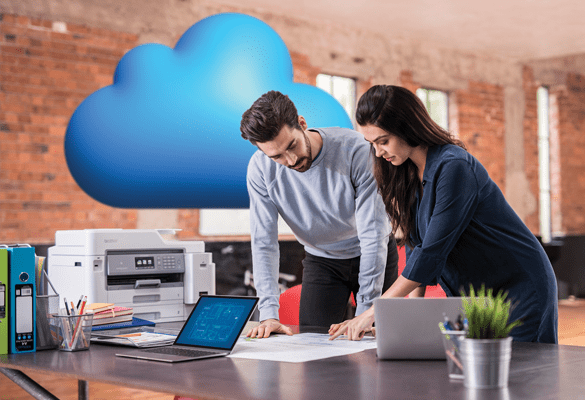 SMB environment with cloud icon over a printer