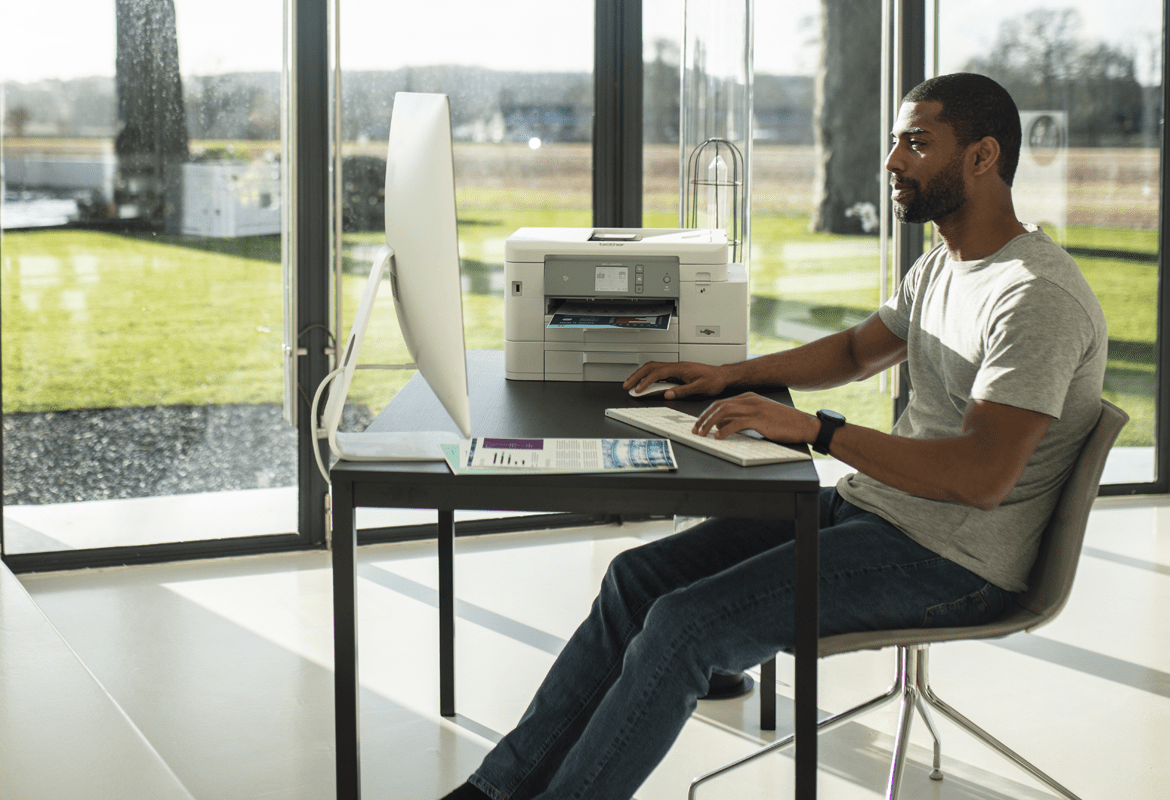 Brother inkjet printer in home office setting