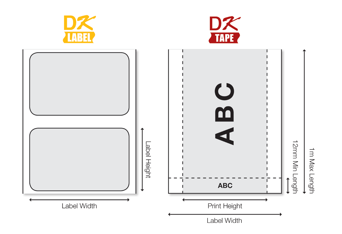 DK labels are available in a variety of sizes