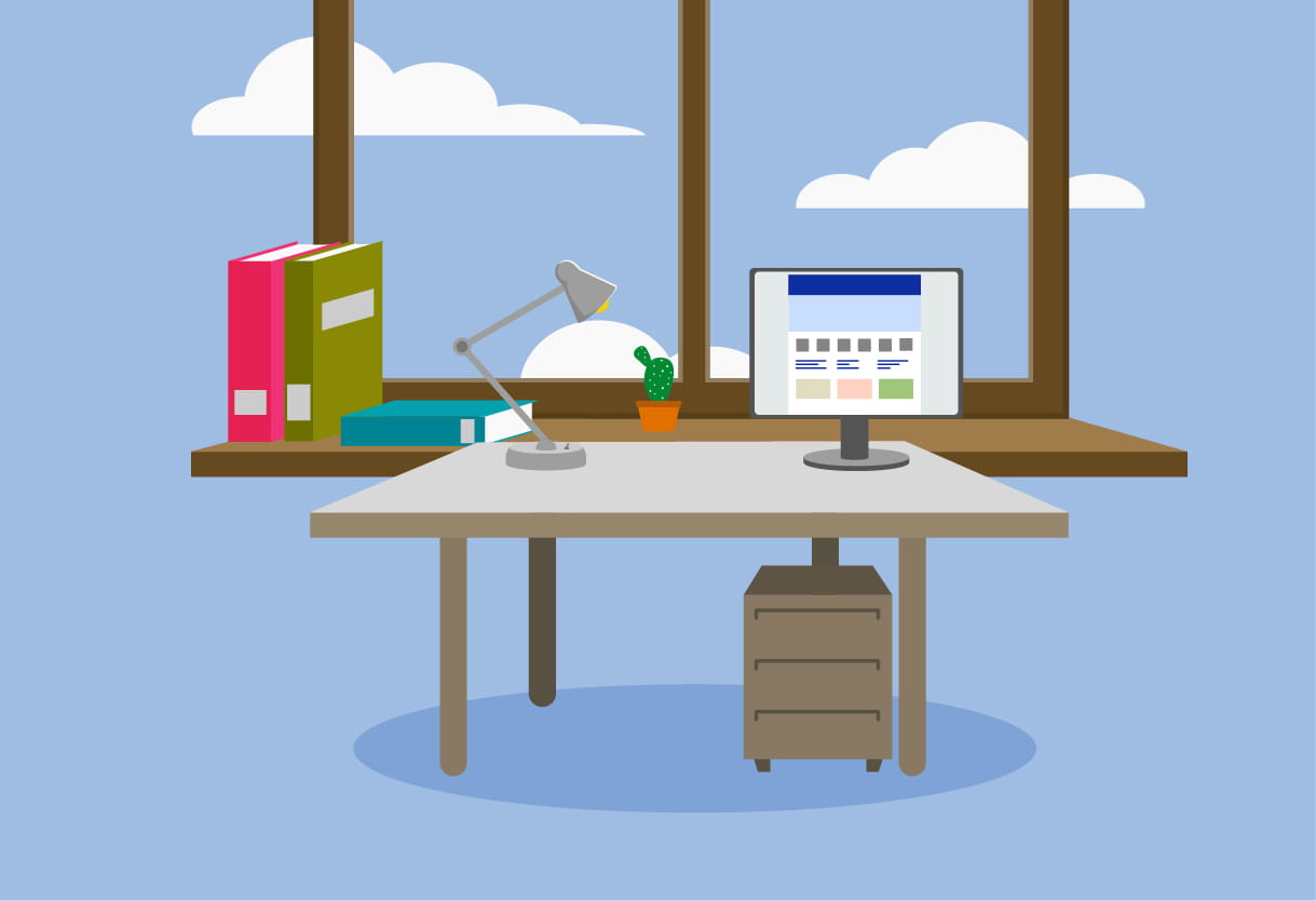 Illustration of a tidy home office desk