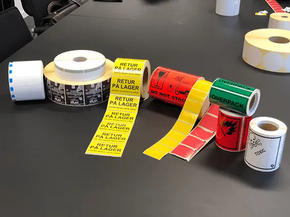 Labels on a desk