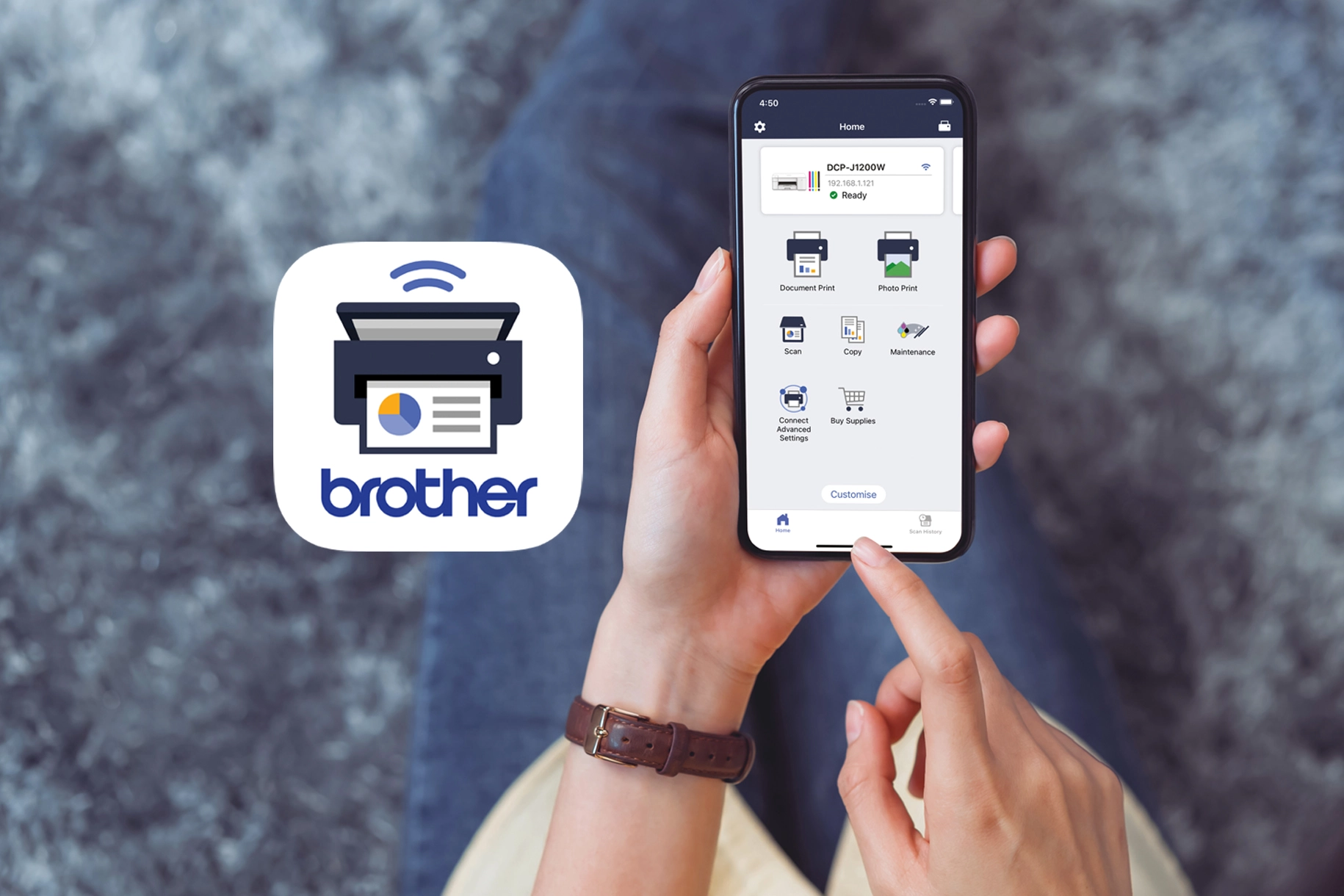 Image of the Brother Mobile Connect screen and logo