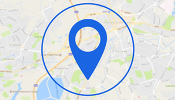 Local store location icon on map background