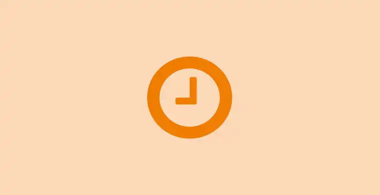 Orange clock icon on light orange background