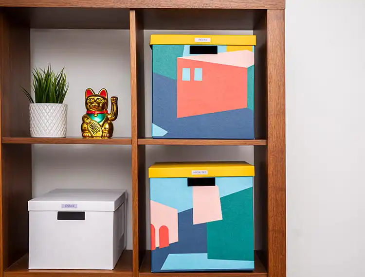 Cubed bookcase with filing and storage accessories