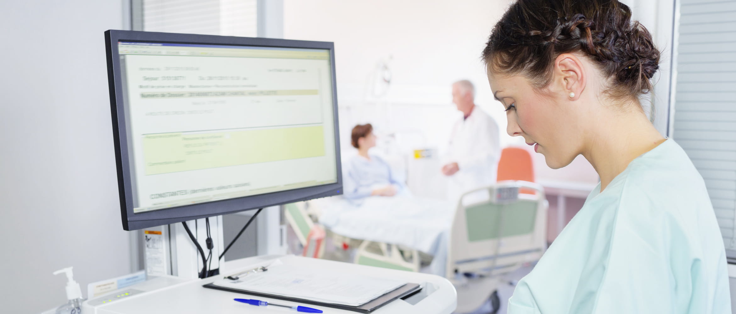 KRANGESCHWESTER EIN BILKSCHIRKRANK, PATIENTEN UND ARZT IMINTERGRUND