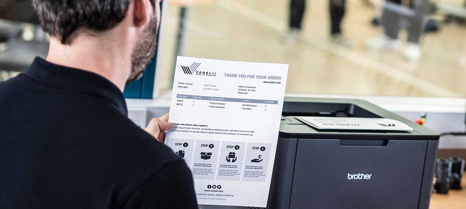 Etiquetas Brother para notas de devolução